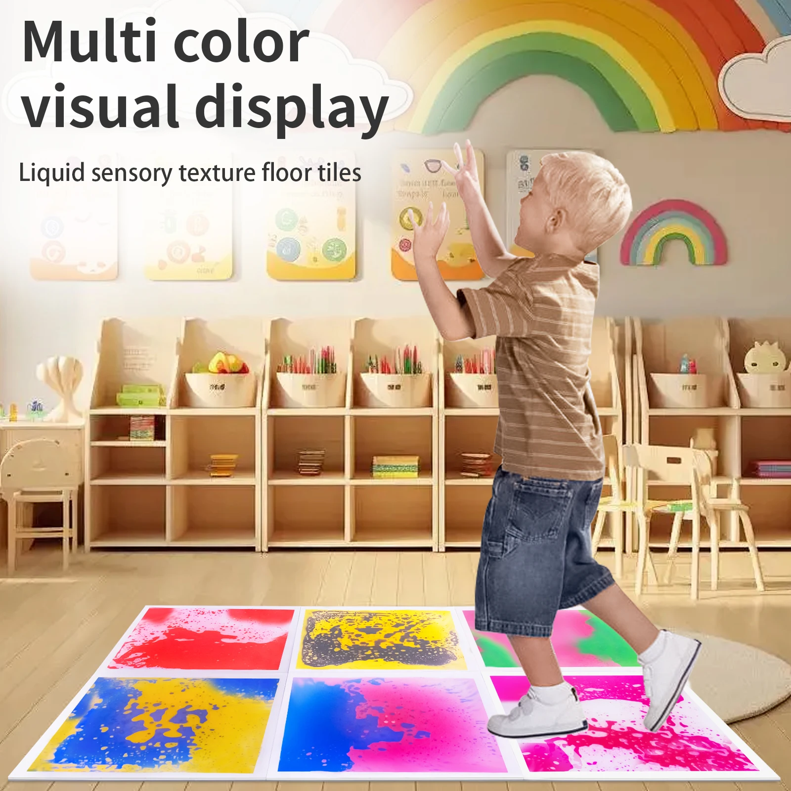 حصيرة حسية للأطفال الصغار بلاط حسي للغرف الحسية للتوحد سجادة لعب تعليمية غير سامة للأطفال المصابين بالتوحد #3