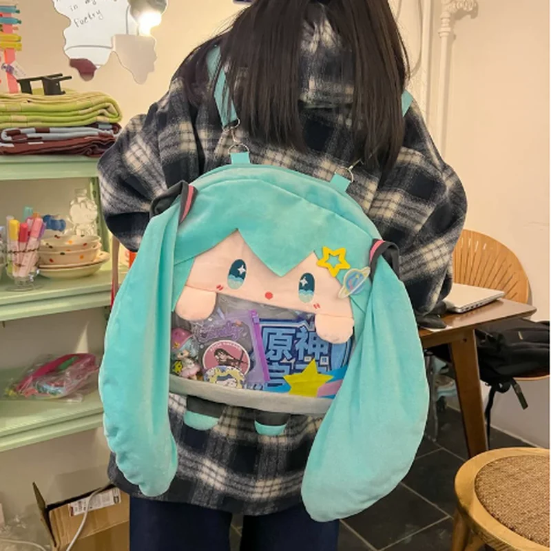 

В наличии Аниме Японская милая кукла Мику Сумка Большая сумка для рта Женская сумка Сумка для хранения подарков Сумка-мессенджер Подарок на день рождения