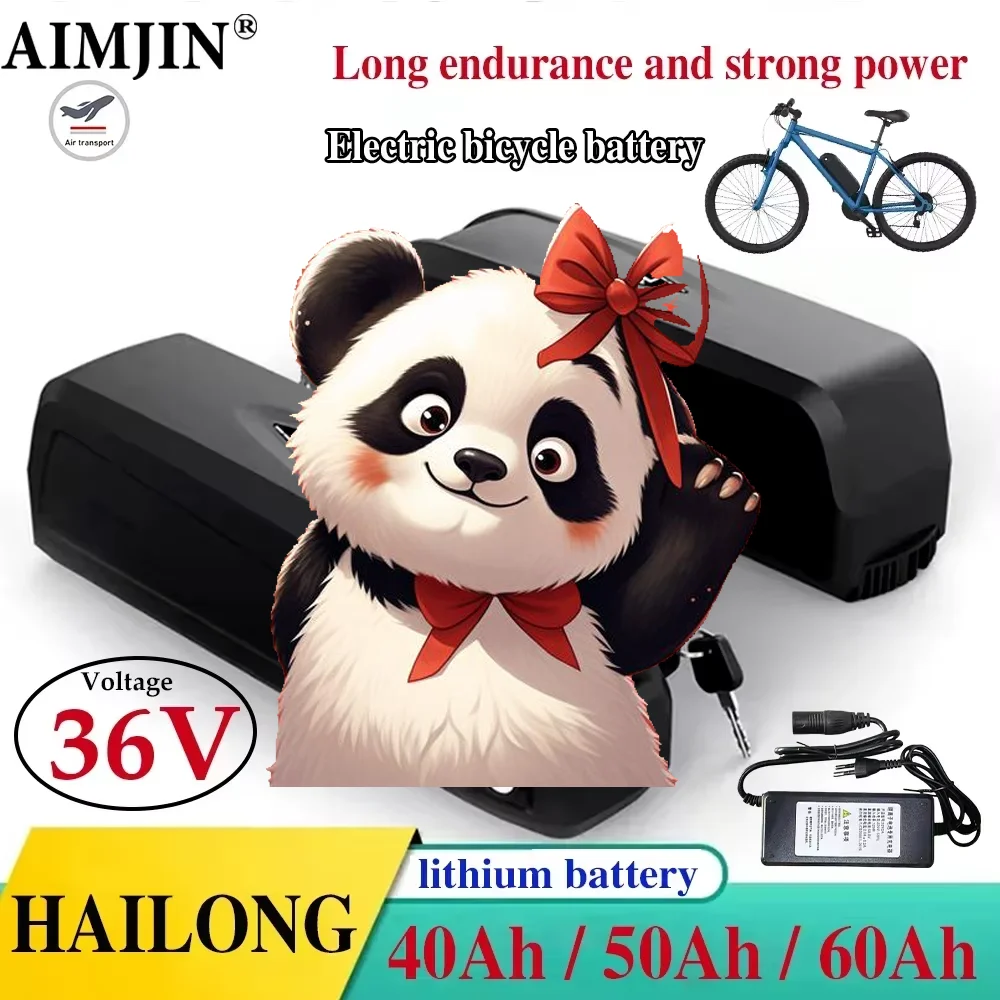 36V 18650 electric bicycle battery, Hailong battery box with USB, 60Ah ultra large capacity power battery pack with built-in BMS
