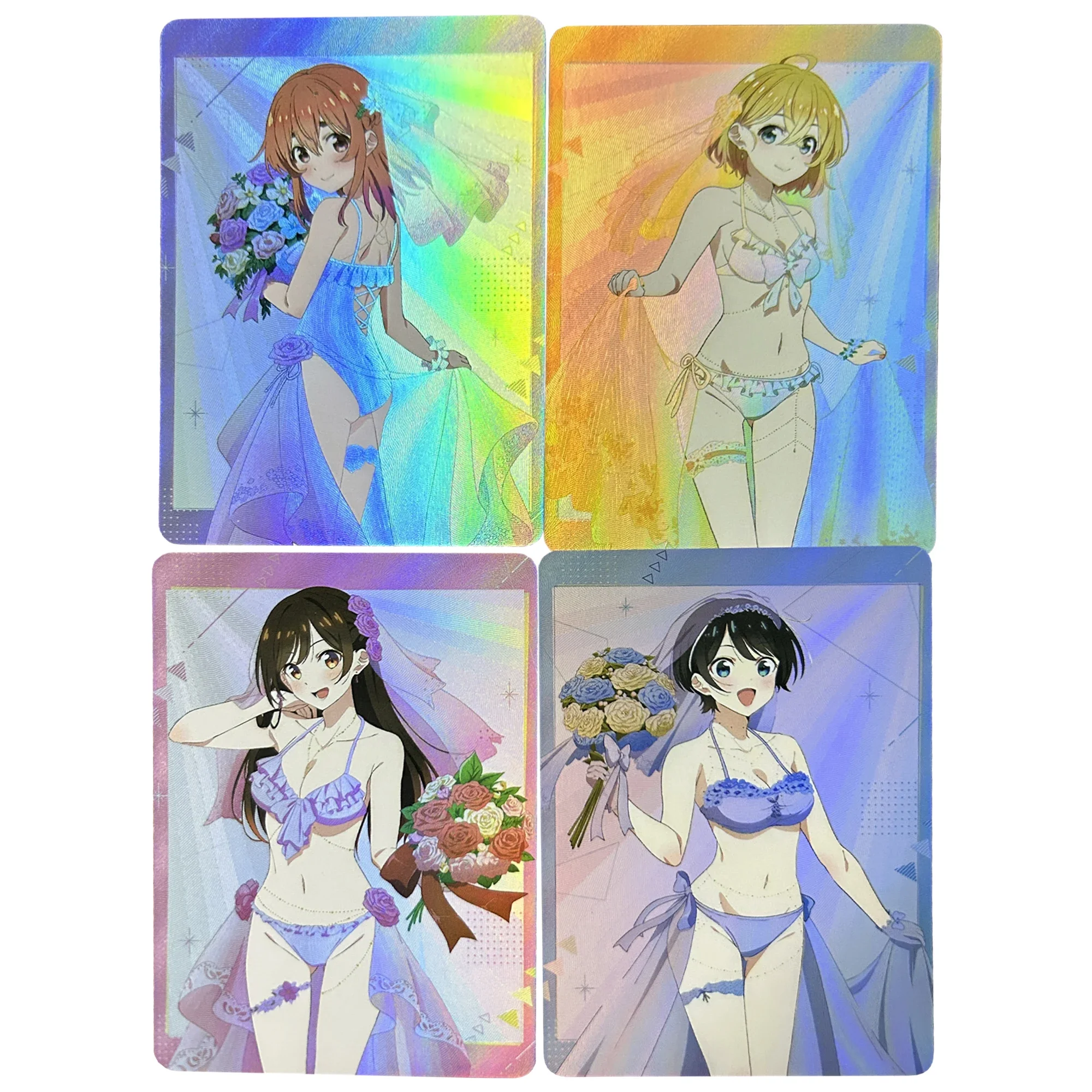 4Pcs/set Mizuhara Chizuru ACG Flash Cards Ichinose Chizuru Asami Nanami Wedding Dress Series Anime Collection Cards Gift Toys