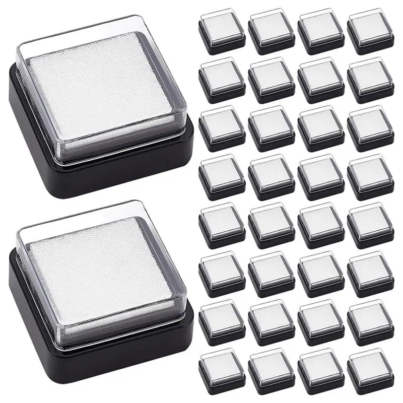 AB47-30PCS Leere Stempelkissen ohne Tinte, Mini-Daumenabdruck-Schwamm-Stempelkissen, Schwarz, Schnelltrocknend, Schaumstoff, Unbedruckte Kissen