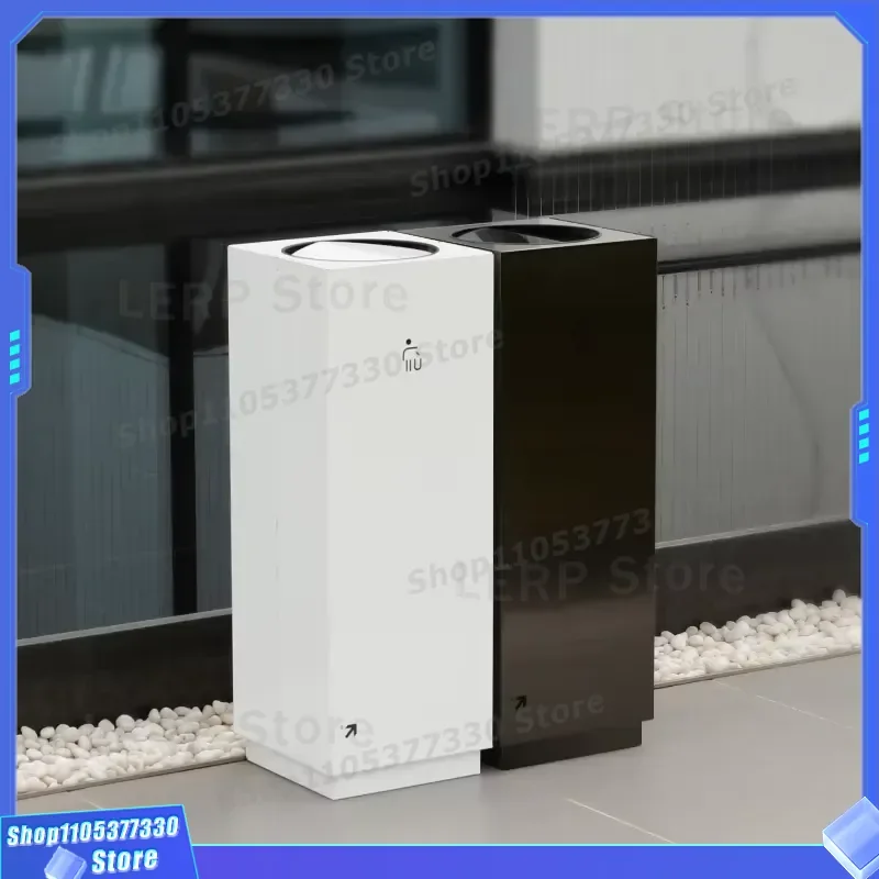 Stainless Steel Swing Lid Trash Can for Hotel Lobby Office Building Vertical Elevator Hall Floor to Ceiling Design Commercial