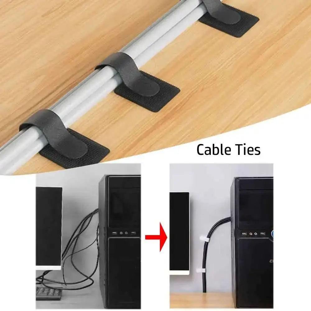 Durable Reusable Cable Ties Adjustable T-Type Wire Organizer Self Adhesive Straps Manager