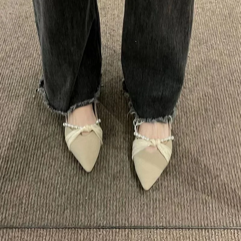 2023 Black Single Shoes Women's Spring and Autumn Soft Bottom Shoes Autumn Pointed Toe Flat Bottom Slip-on Ladies Shallow Mouth