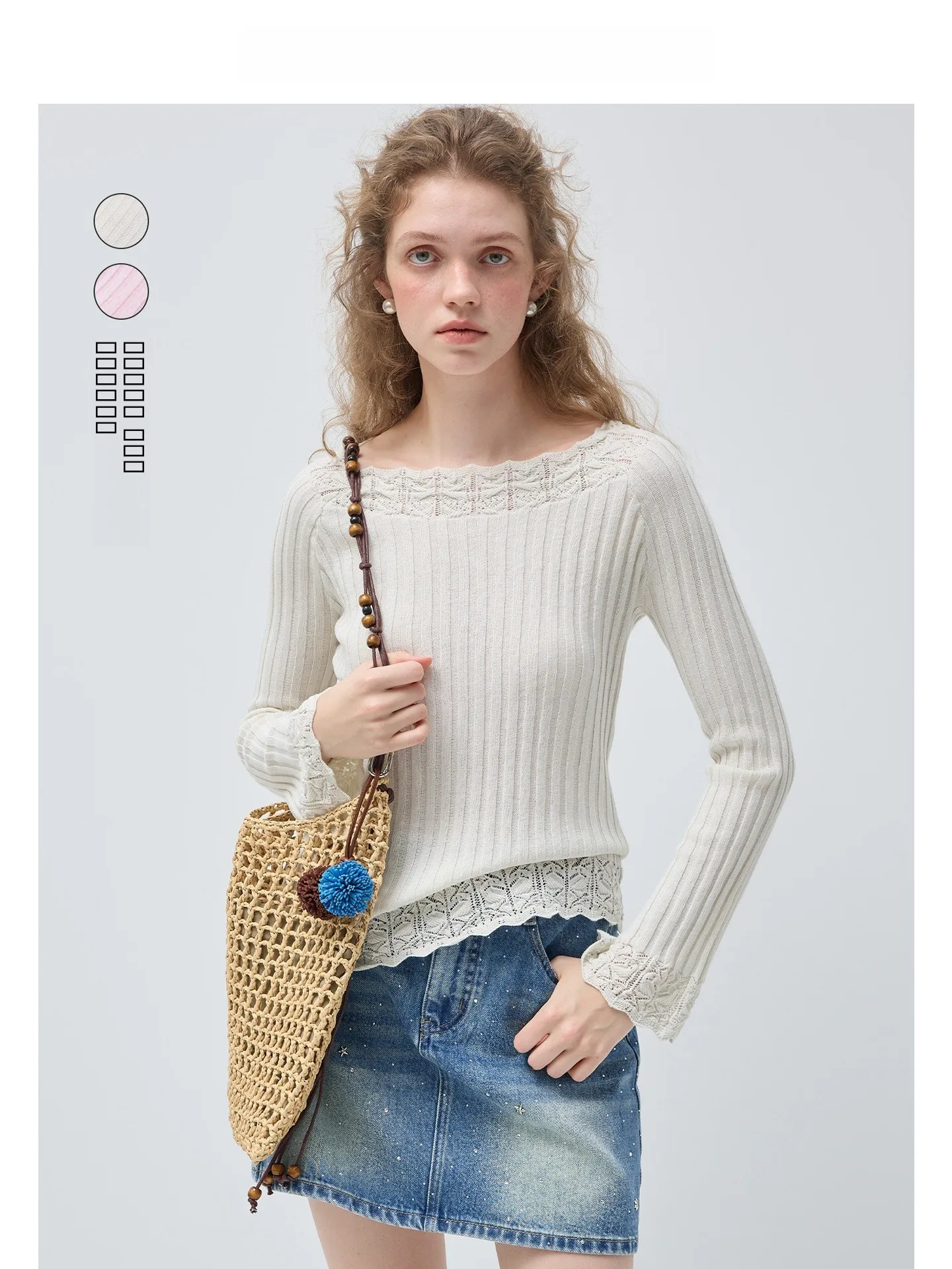 

Женский топ Vega Chang с кружевными вставками, вязаный, с длинным рукавом, универсальный, стройнящий, весенняя новинка, мягкий, комфортный, дышащий