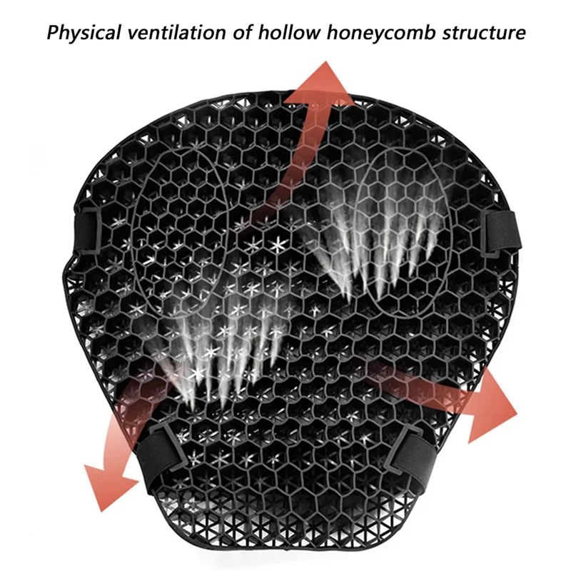 2X سيليكون غطاء مقعد دراجة نارية وسادة مقعد هوائي تنفس تخفيف الضغط حامي-L94A