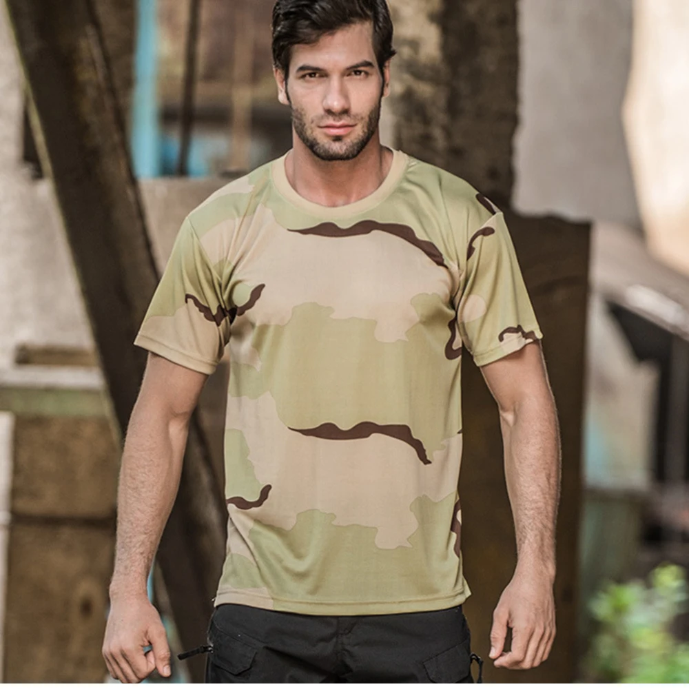 Outdoor-Sport Herren T-Shirts 3D Camouflage Schnelltrocknend O-Ausschnitt Kurzarm Oberteile Shirt Camo Wandern Jagd T-Shirt 2026 Mode – Detail 19