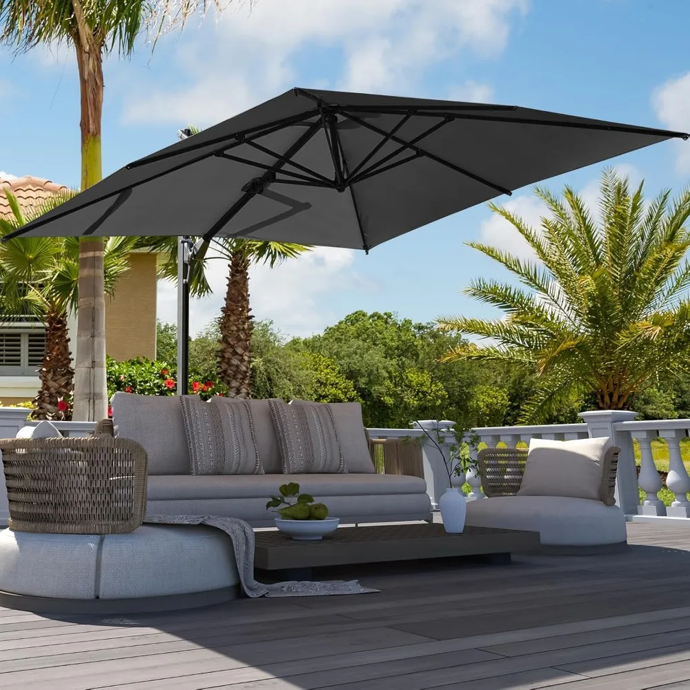 

Luxury 10' X 10' Cantilever Patio Umbrella, 360°Rotation,Large Rectangular Cantilever Patio Umbrellas, Heavy Duty Aluminum Off-S