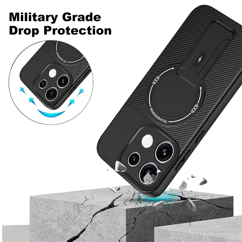 Carbon Fiber Pattern Armor Case For OPPO Reno 16 Pro 16F 16FS Reno16 F FS 5G Cover Magnetic Wireless Chraging Stand Shell Fundas - view 4