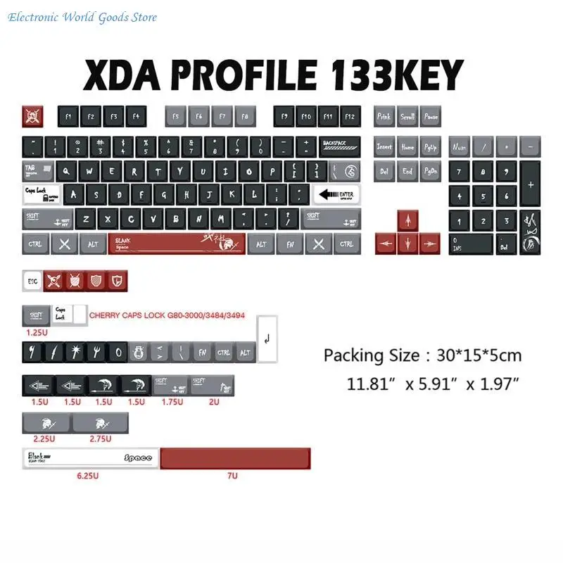 A3PD 133 pièces PBT Keycap XDA profil colorant Sublimation Keycap pour clavier mécanique bricolage