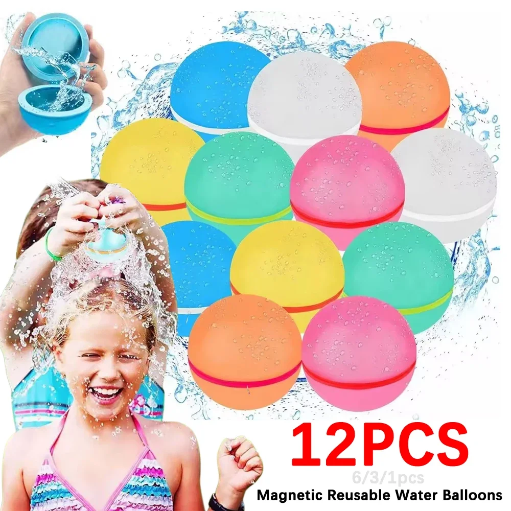12/6/3/1PCS Magnetic Reusable Water Balloons Quick Fill Self Sealing Water Ball Toy Outdoor Summer Swimming Pool Water Balls view 2