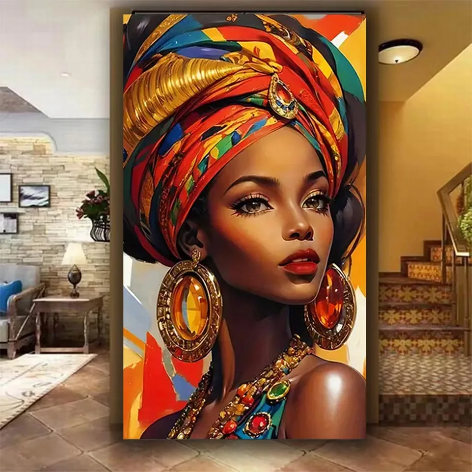 

Яркий афроамериканский женский красочный тюрбан, алмазная живопись «сделай сам», новинка 2026, настенное искусство, мозаика, ювелирные изделия, вышивка крестиком, рождественский подарок