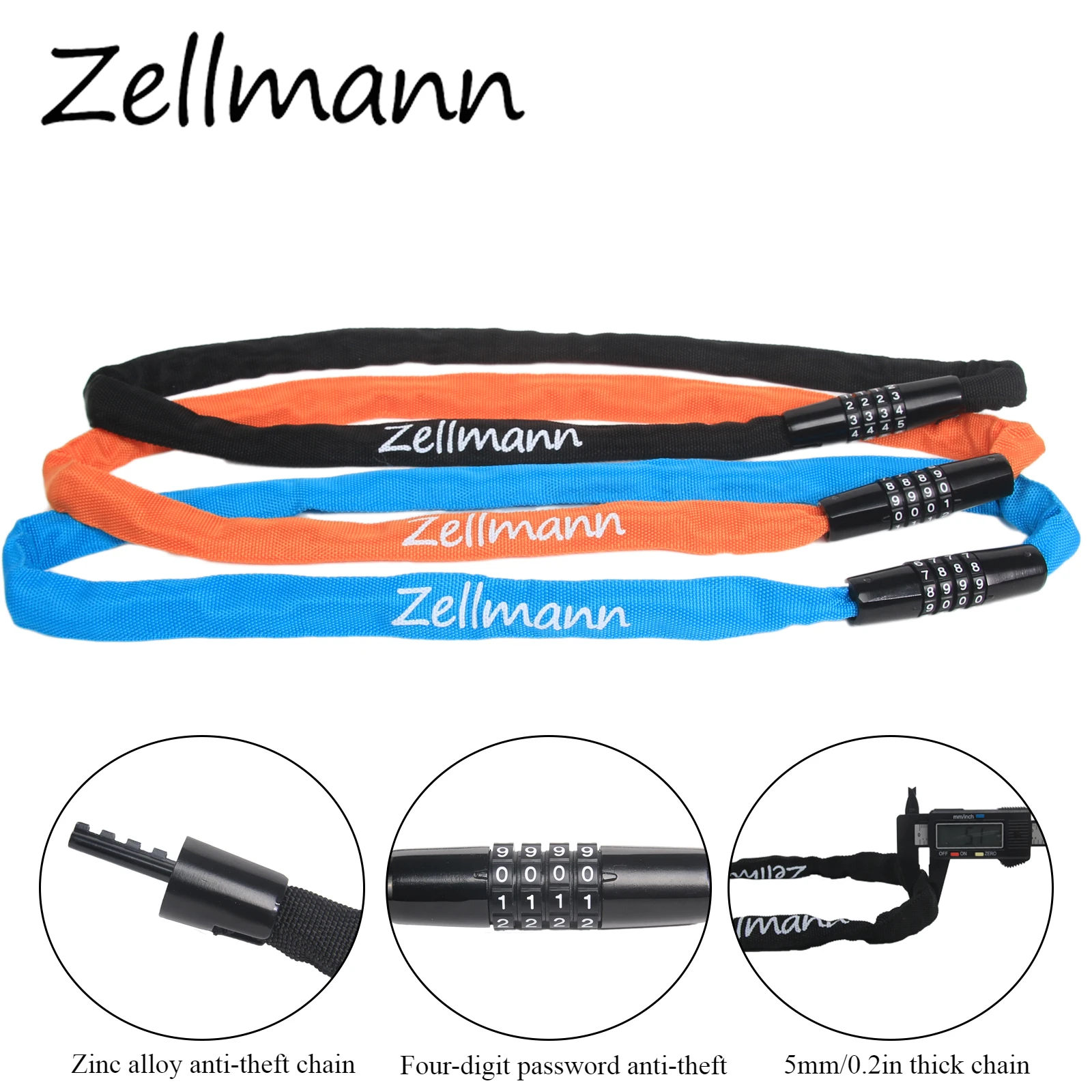 Zellmann Bicycle Chain Lock Password High Security MTB Mountain Bike Password For Cycling Electric E-Bike Cycling Accessories