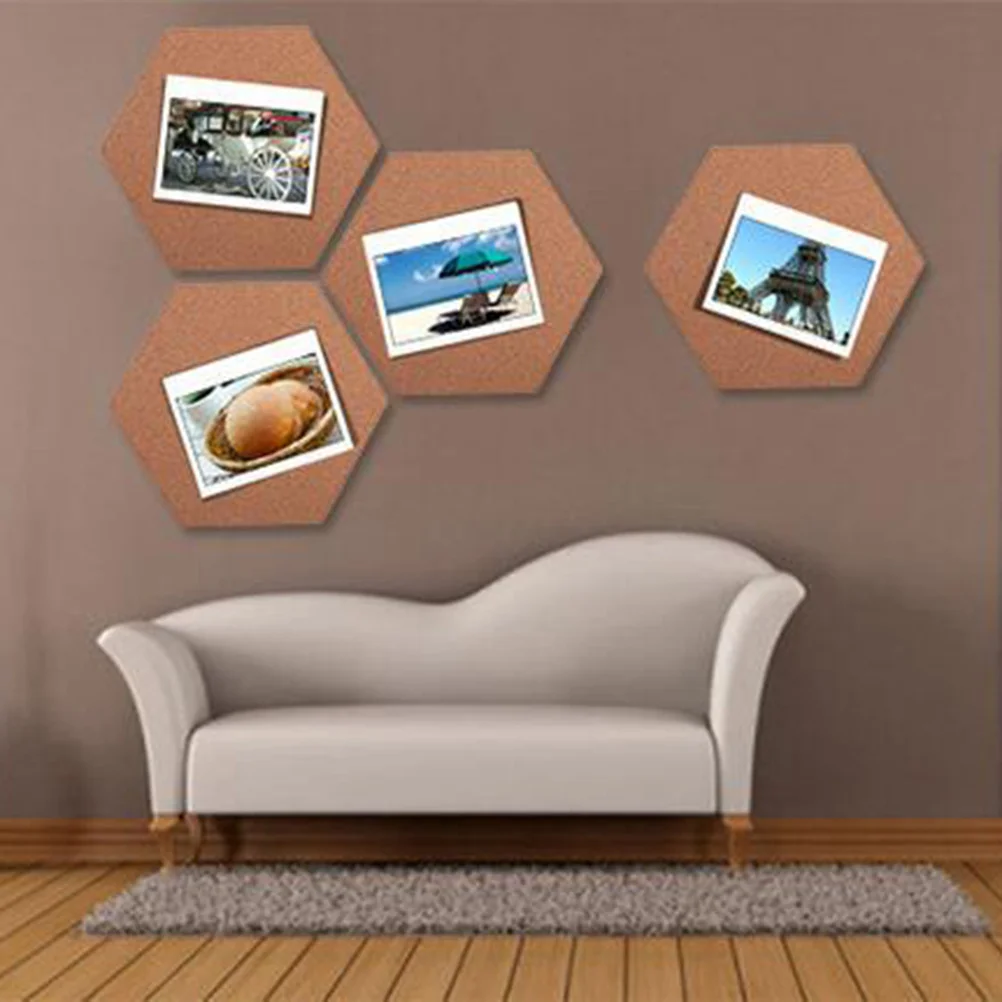 

5pcs Hexagonal Cork Board Self-Adhesive Bulletin Boards For Home Office Classroom Wall Decor Notice Board Tile Display