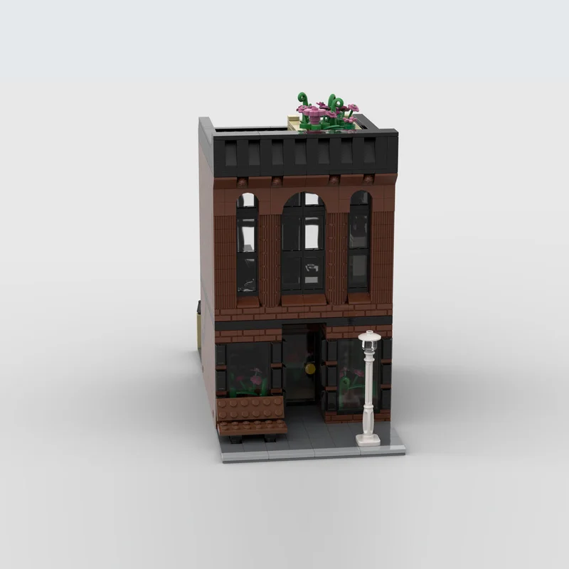 City Street View Modello MOC Mattoni da costruzione Architettura Negozio di fiori Tecnologia modulare Regali di festa per bambini Assemblare giocattoli Vestito
