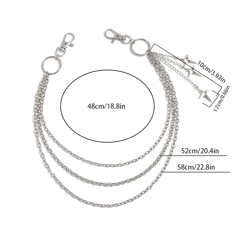 【YY34】Europejski i amerykański hip-hopowy punkowy metalowy łańcuch na pasek, ekskluzywny, niszowy rockowy łańcuch na talię do jeansów