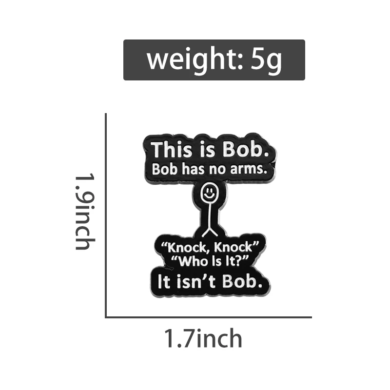 Funny Geometry Enamel Pins This Is Bob Has No Arms Knock Brooches Backpack Lapel Badges Cute Funny Jewelry Gift for Friends
