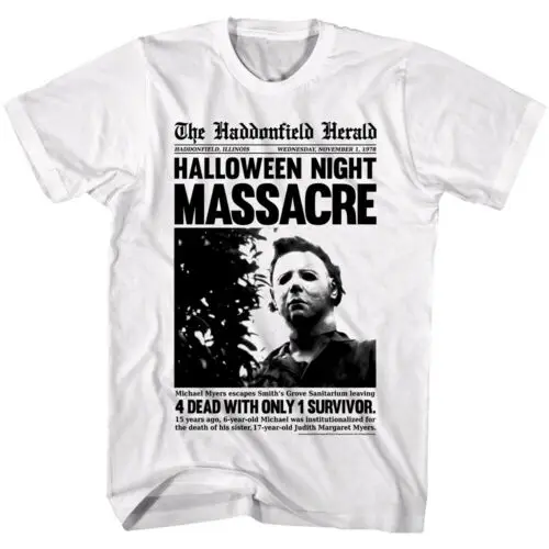 Halloween Haddonfield Herald Headline Men's T-Shirt Massacre Horror Movie Scene