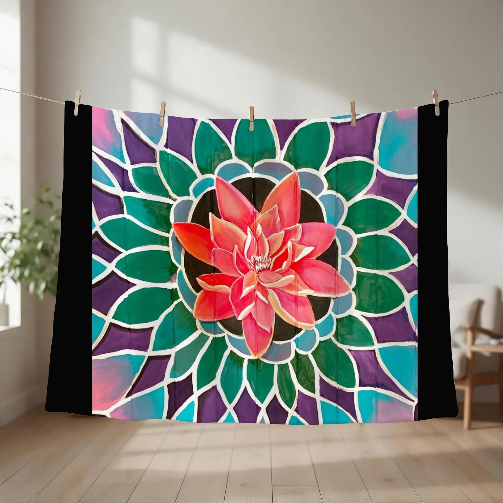 Mandala on Wood Panels Throw Blanket blankets ands Sleeping Bag halloween Thermal Blankets