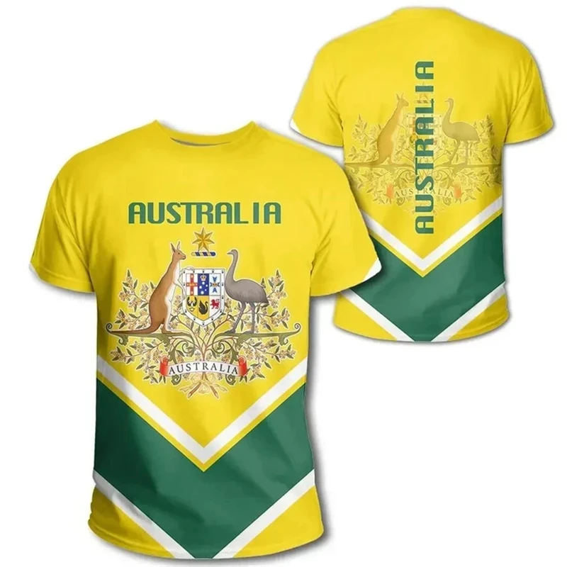 Hot selling Australian flag map 3D printed men's T-shirt casual men's T-shirt