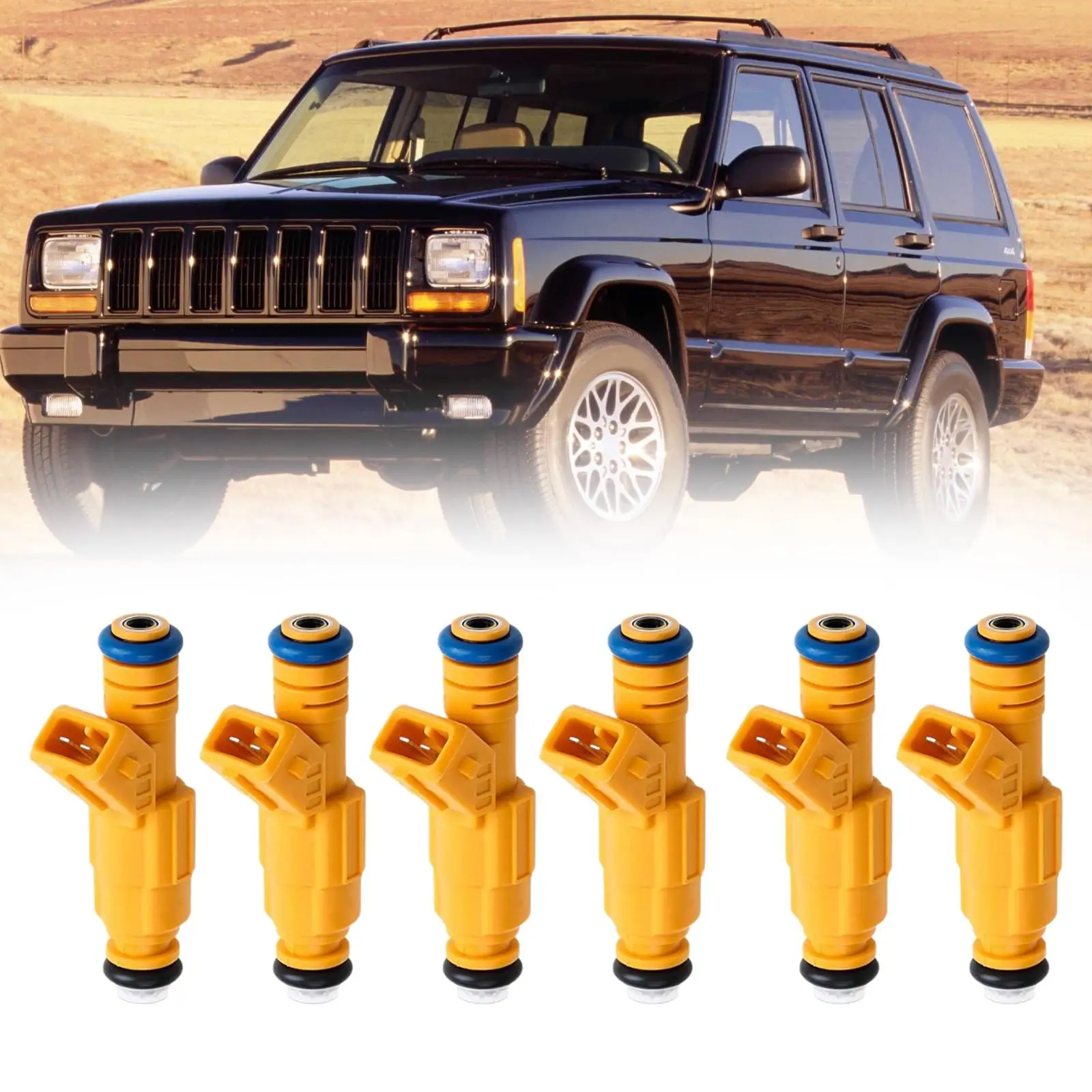 6x inyectores de combustible 0280155700, accesorios de coche para Jeep Comanche 4.0L