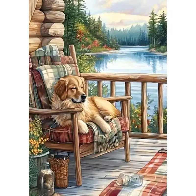 

Lake View Oil Painting By Number Scenery Drawing On Canvas HandPainted Art Coloring By Number Dog Kits Home Decoration DIY Gift
