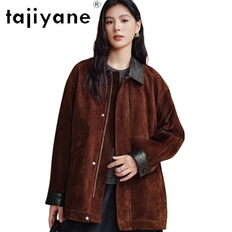 TAJIYANE Echte geitenleer leren jas Vrouw Stijlvolle reversjas Premium lederen jassen 2025 Herfst Dameskleding LGU.)