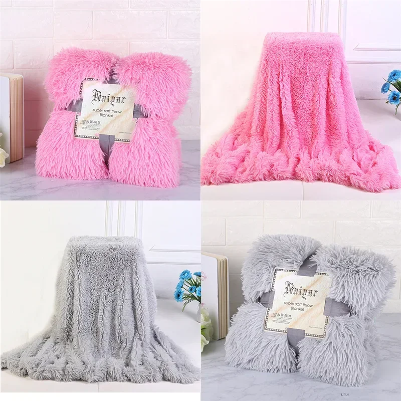 Thickened Fluffy Blanket Warm Winter Bedspread on The Bed Stitch Plaid Sofa Cover Double Side Blankets and Throws for Home Decor