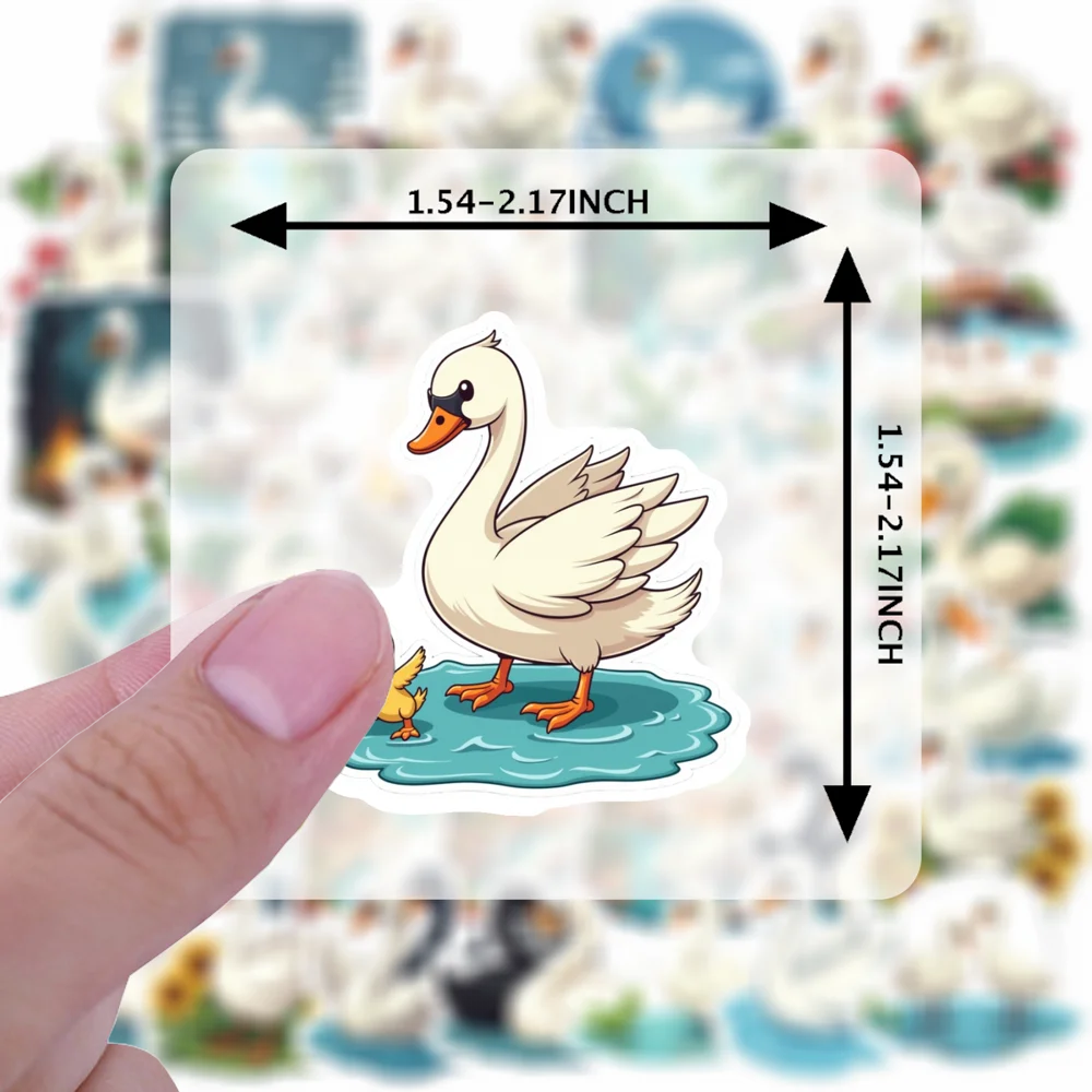 Colorful   Set   Bright   Mini   50pcs   Sticker   Whimsical   Swan   for Scrapbook