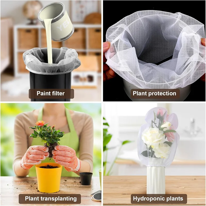 

Classy-6Pcs Paint Filter Bag, White Bucket Strainer Plastic Putty Knife Elastic Top Opening Paint For Paint Gardening