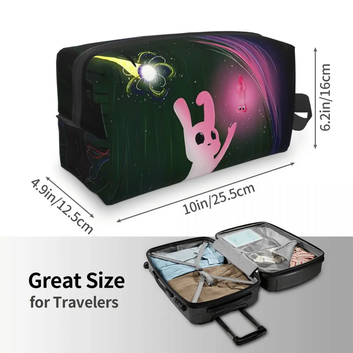 Rain World Slugcats Pattern Game Makeup Bag Cosmetic Organizer Storage Dopp Kit Toiletry Cosmetic Bag for Women Beauty Travel