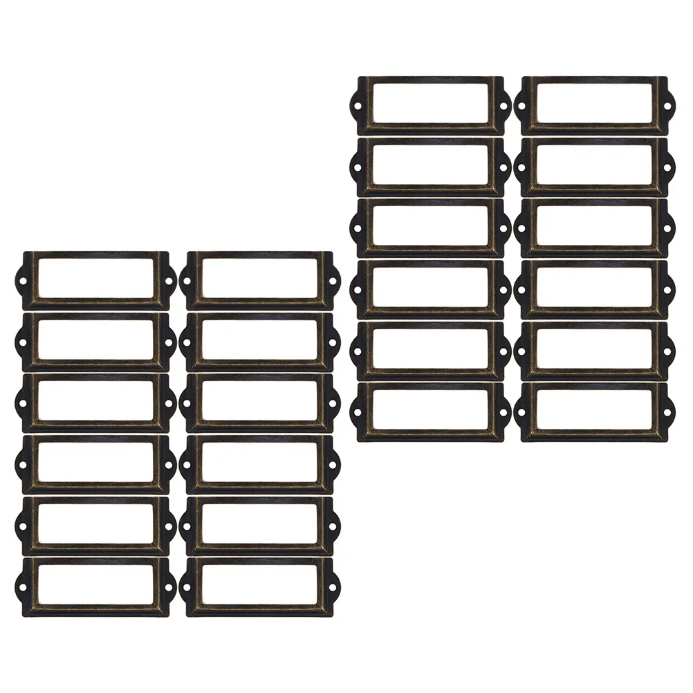 

24pcs Copper Drawer Label Frames Vintage Metal Pull File Holder Furniture Cabinet Medicine Box Decor Home ganizing Accessories