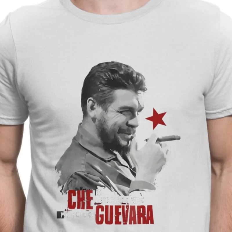 Camisetas de sonrisa para hombre, ropa de algodón Che Guevara, Vintage, manga corta, cuello redondo,  verano