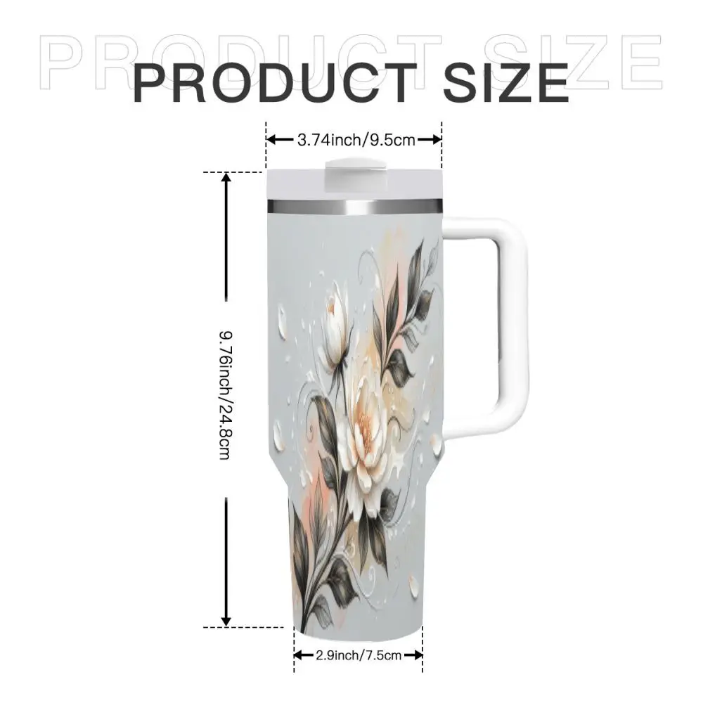 40Oz Stainless Steel Insulated Tumbler with Handle And Straw, Multi-Color Options, Double-Wall Vacuum Insulated Travel Mug Keeps Drinks Cold for 12H And Hot for 6H, Leak-Proof Lid, Perfect for Home Office Car Camping, Ideal Gift for Friends Family