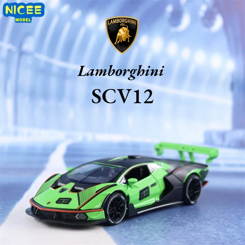 

1:32 Lamborghini SCV12 Sports car Simulation Diecast Metal Alloy Model car Sound Light Pull Back Collection Kids Toy Gifts A542