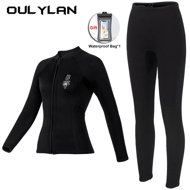 

Oulylan Men 3MM Neoprene Diving Surfing Suit Snorkeling Kayaking Swimming Clothes Women Keep Warm Split Wetsuits Tops & Pants