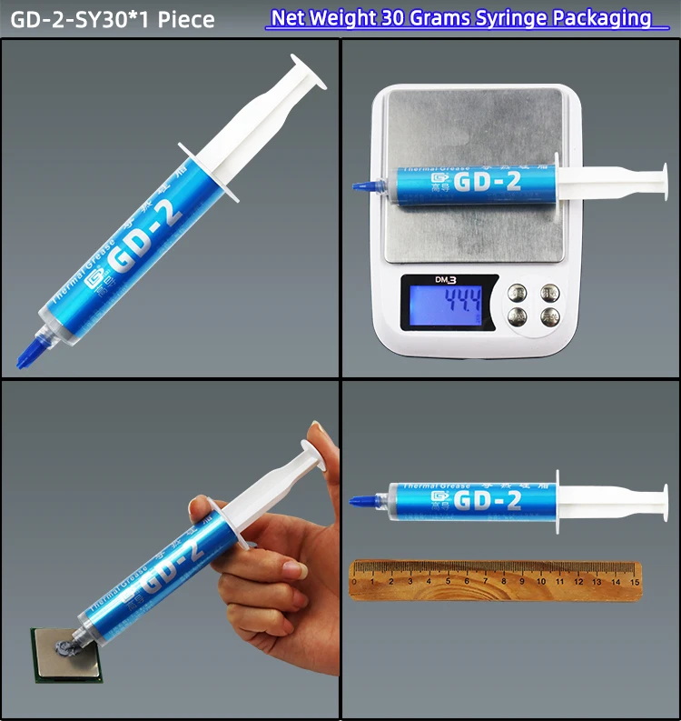 GD-2 Wärmeleitpaste Wärmeleitfett Nettogewicht 1/3/4/7/15/30 Gramm Graupaste Gips Kühlkörperverbindung für CPU GPU SY – Detail 9