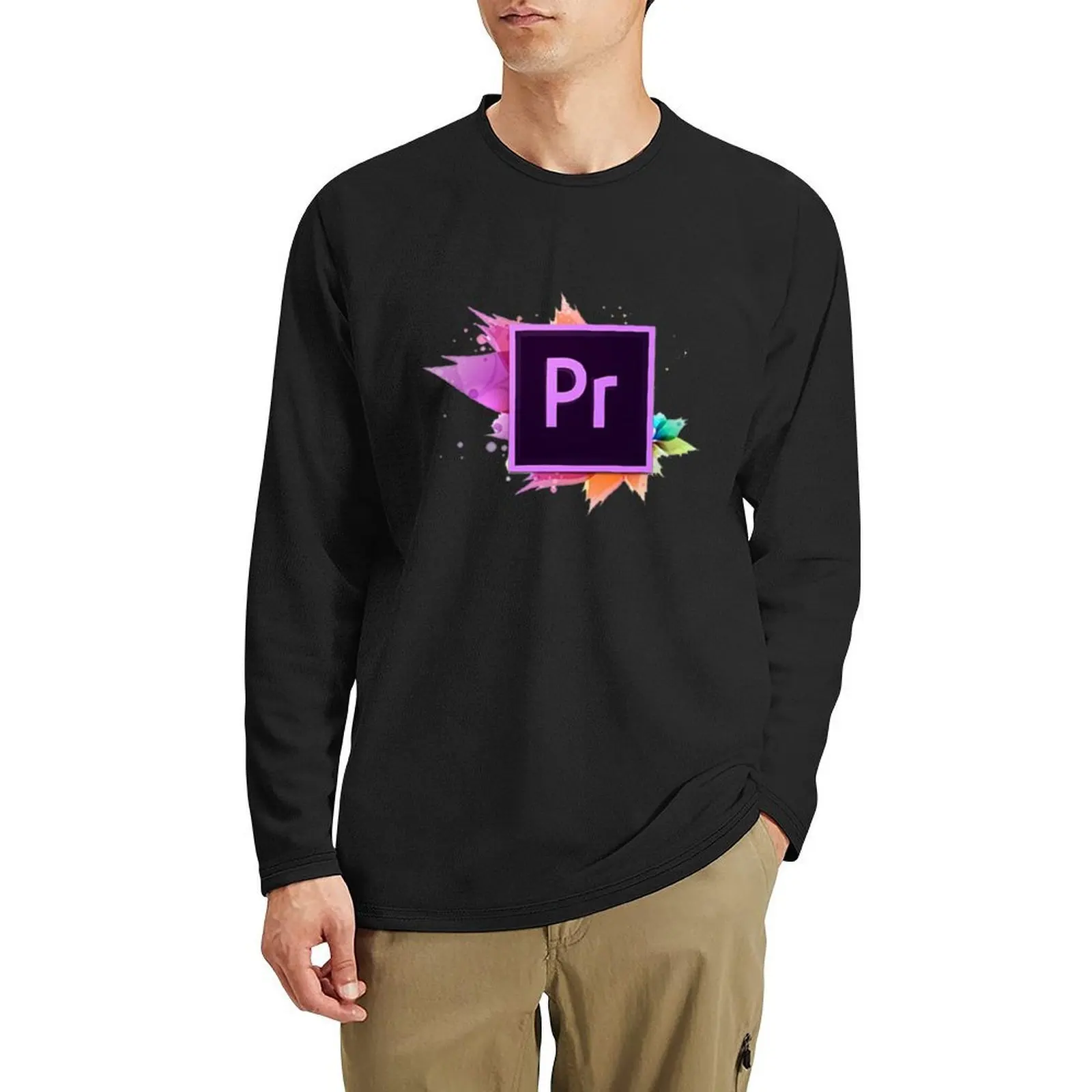 تي شيرت Adobe Premiere Pro طويل تي شيرت رياضي لمحبي تي شيرت سريع الجفاف ثقيل الوزن تي شيرت رجالي تي شيرت كاجوال أنيق