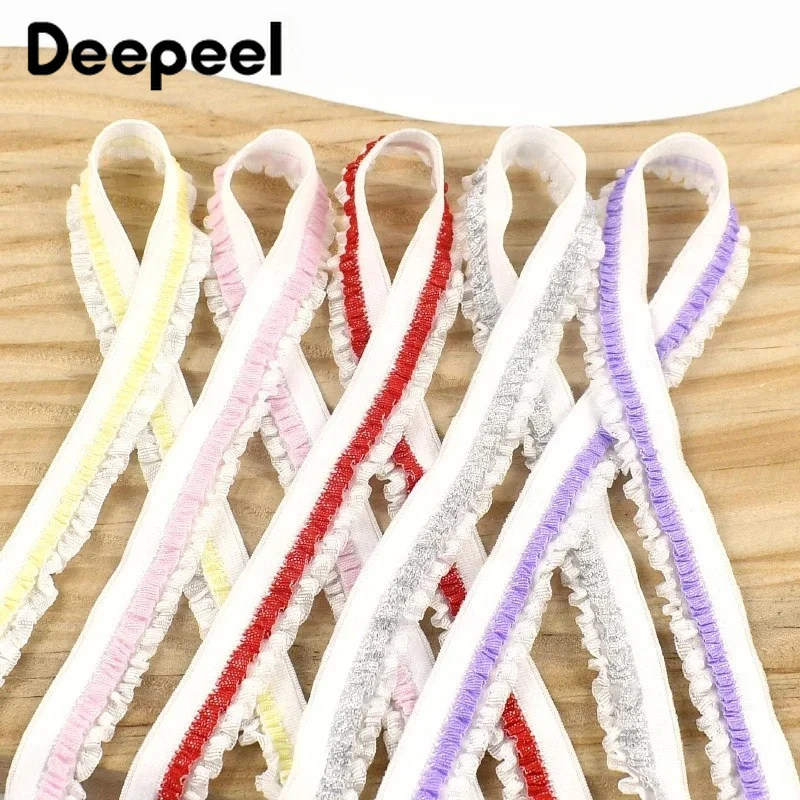 

10Meters 12mm Pleated Lace Trim Elastic Band Underewear Bra Strap Rubber Bands Dress Decor Stretch Tape DIY Sewing Accessories