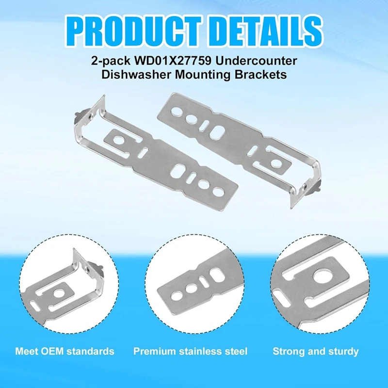 Suporte De Fixação De Lava-louças, Bancada De Quartzo Instalar Clipes, WD01X27759, 2pcs