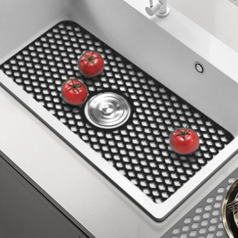 Silicone Sink Protector Hollow Insulated Heat Resistance Sink Mat Durable Non-Slip Heat Insulation Pad Bathroom Vanity