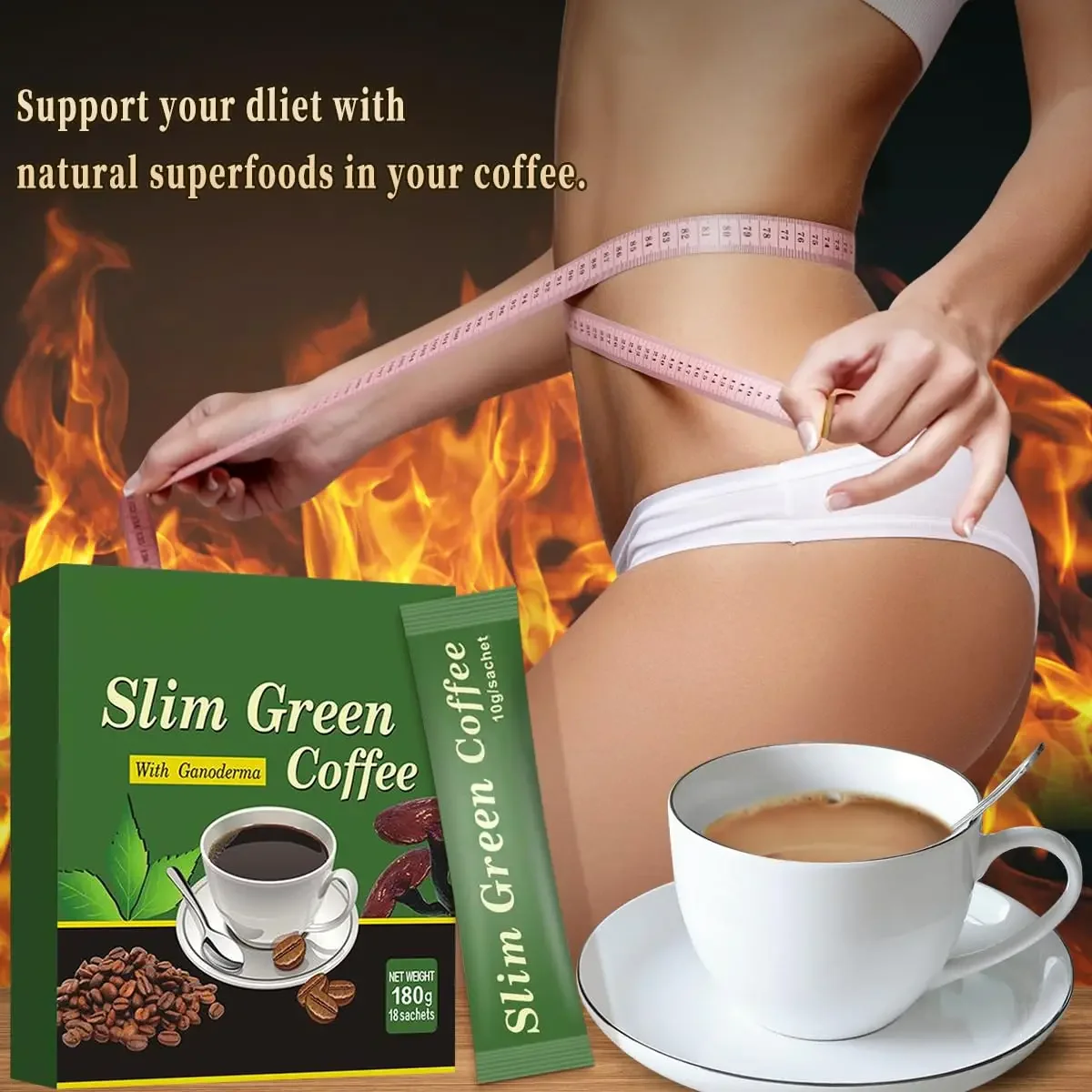 2 Boxs 100% Natural Herbal Premium Green Coffee Bean Extract Powder Super Safe Weight Loss Fast Slim Products 18 Pcs/Box
