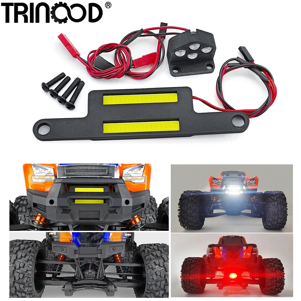 TRINOOD Front Double Light Bar and Rear LED Lamp Headlight Taillight for 1/5 X-MAXX 6S 8S Upgrade Parts