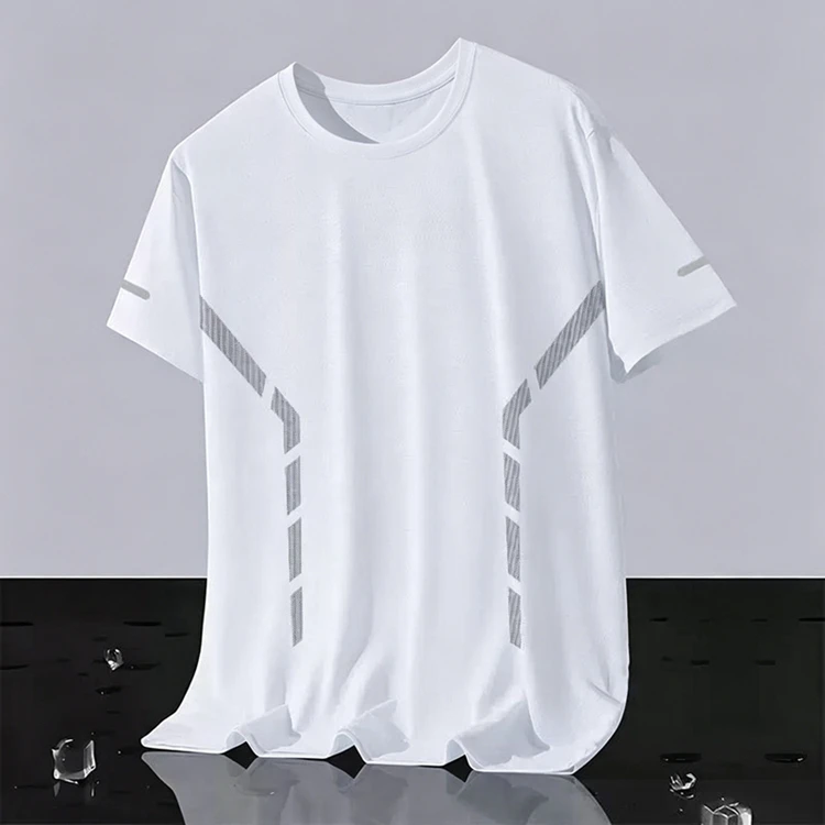 Neue Ice Silk Laufshirts für Herren, lockeres Kurzarm-Oberteil, Basketball-Gym-Sportbekleidung für Männer, Fitness-Workout, atmungsaktives Mesh-T-Shirt – Detail 31