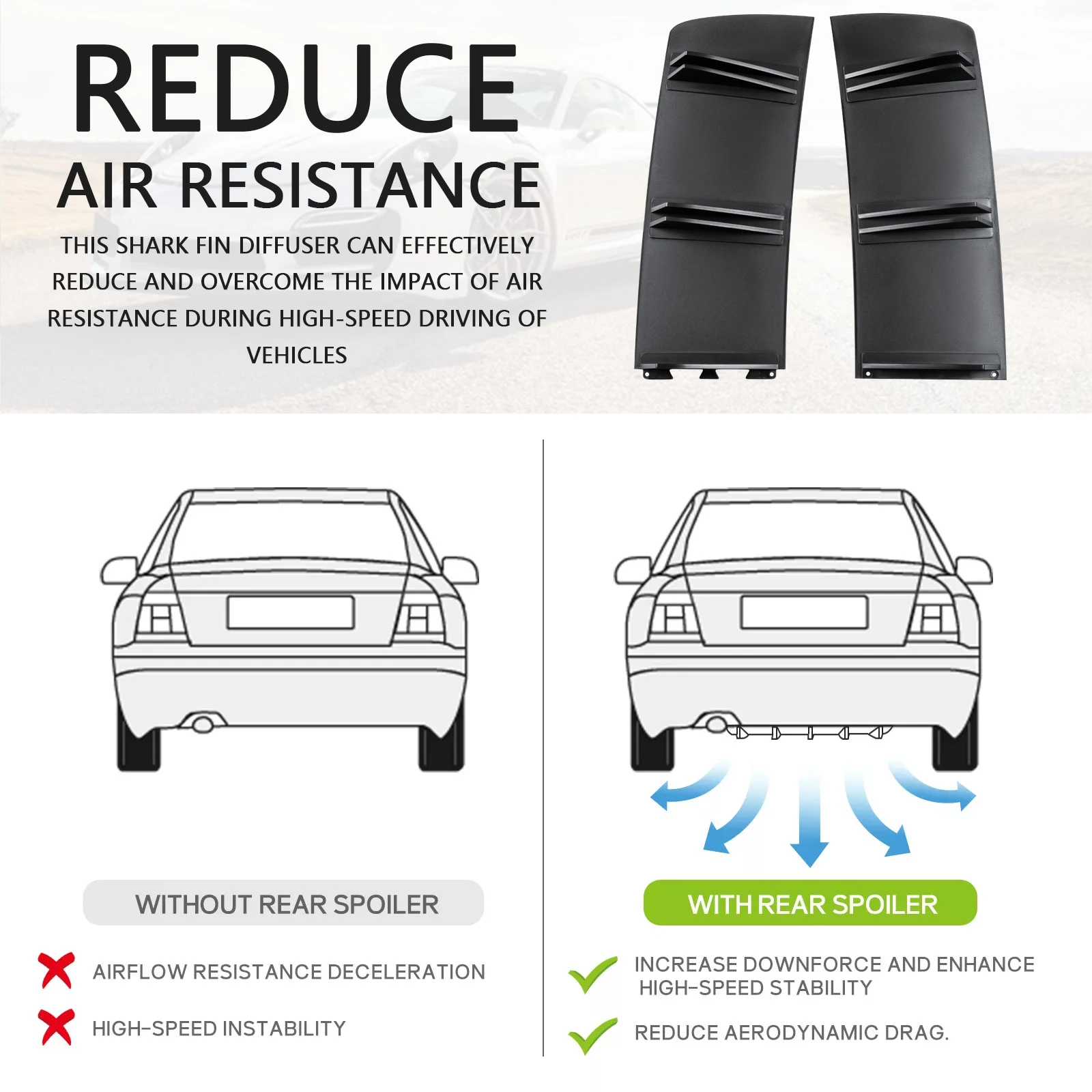 لفورد فيوجن فوكس المصد الخلفي الشفاه الناشر سبويلر الجناح الفاصل زعنفة القرش #3