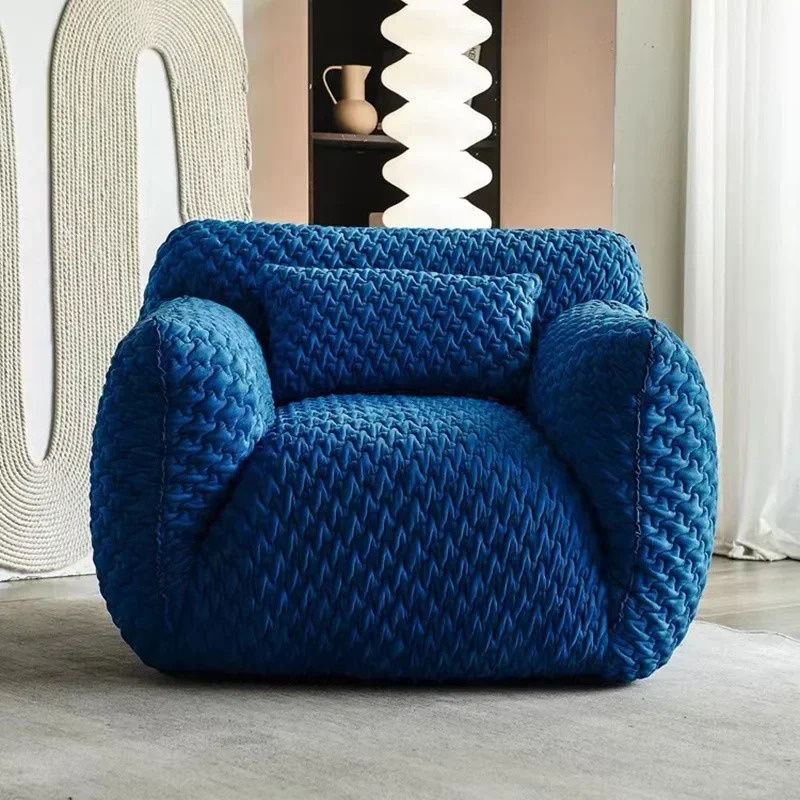 Internet celebrity Klein blue fat single sofa leisure living room bedroom light luxury single sofa Italian fabric sofa