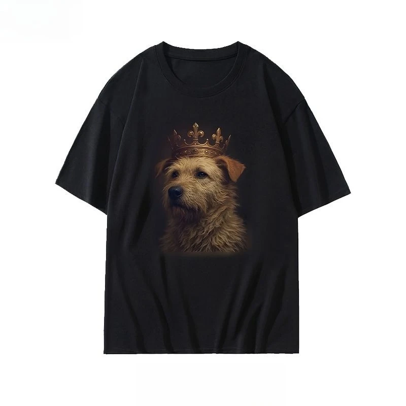 

2025 Новая модная футболка с собакой короля Сисиса, Чарли Кинг, хлопок с короткими рукавами, собака, животное, круглый вырез, короткий рукав