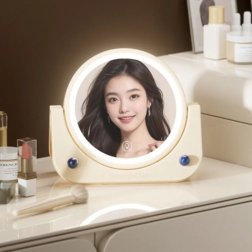 

Foldable LED Makeup Mirror Free Standing 3 Color Lights Vanity Mirror with Lights Dimmable Wall Mounted Hanging Wall Mirror
