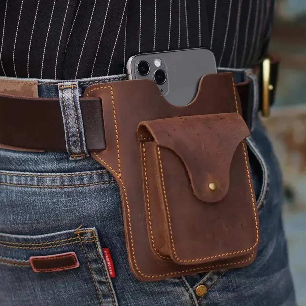Retro Classic Phone Belt Bag Dual Mobile Belt Loop Pouch Phone Holster For Father's Day Anniversary Birthdays Men Ideal Gift