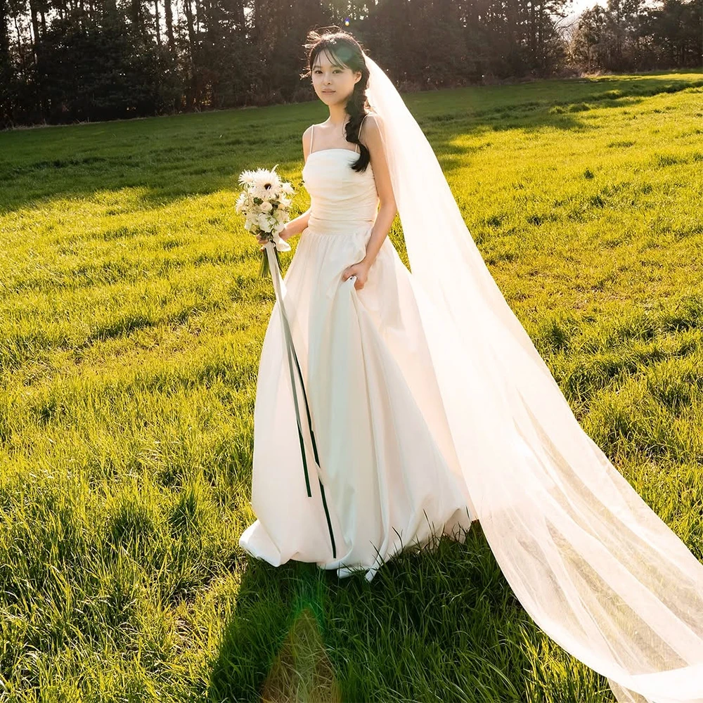 

Bowith A-Line Spaghetti Straps Korean Wedding Dresses Customized Bridal Gown Pastrol Wedding Reception Dresses Party Dresses